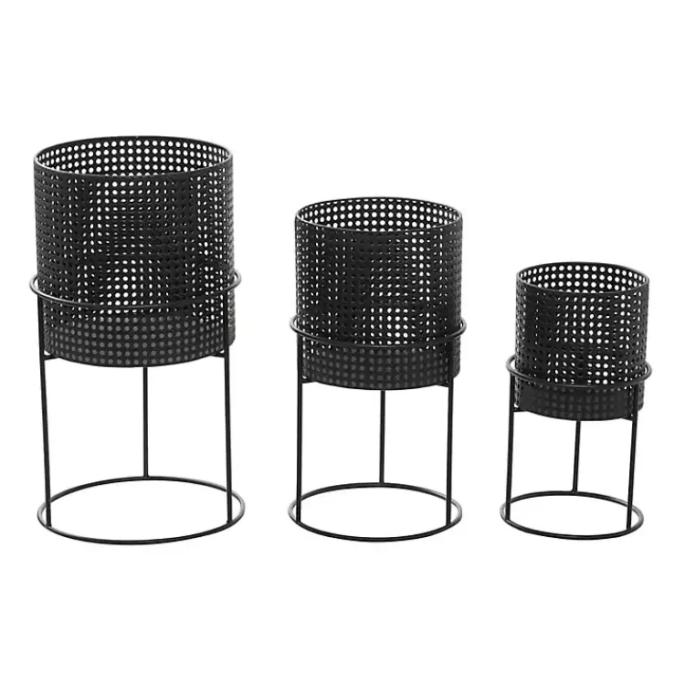 black_metal_basket_weave_planters_set_of__6.webp Metal Basket Weave Planters, Set of 3>Kirklands Home Discount