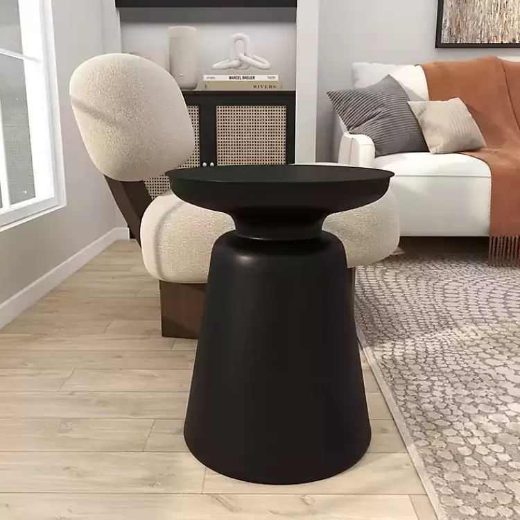 black_metal_bell_shaped_accent_table_3.webp Metal Bell Shaped Accent Table>Kirklands Home Outlet