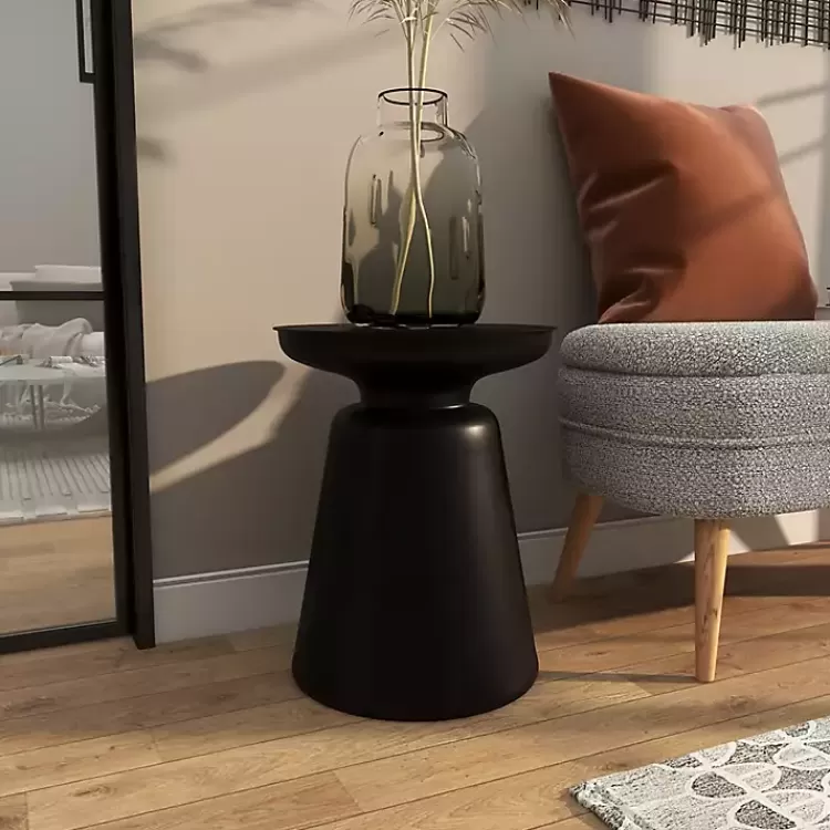 black_metal_bell_shaped_accent_table_4.webp Metal Bell Shaped Accent Table>Kirklands Home Outlet