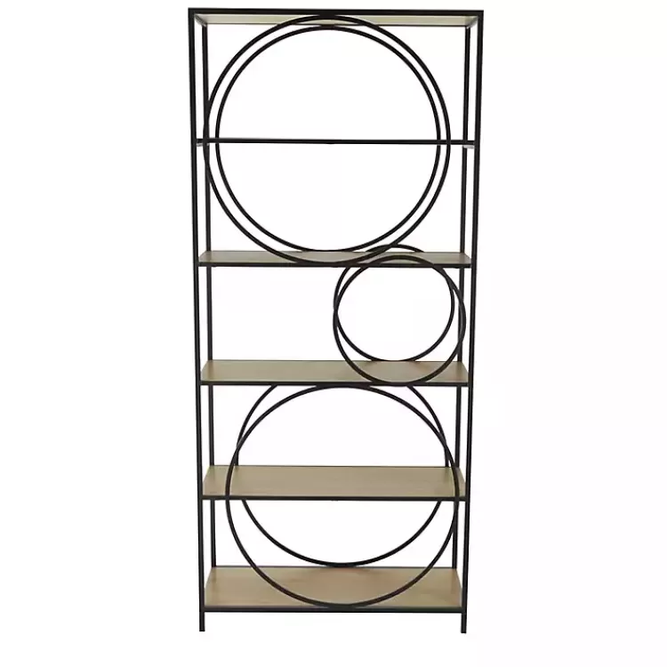 Black Metal Circles 5-Tier Bookcase>Kirklands Home Sale