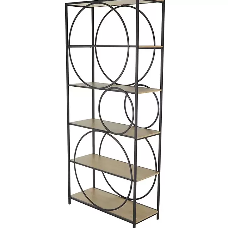 Black Metal Circles 5-Tier Bookcase>Kirklands Home Sale