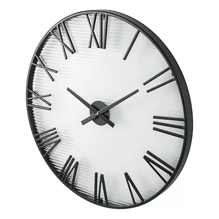 black_metal_clear_glass_wall_clock_6.webp Black Metal Clear Glass Wall Clock>Kirklands Home Best Sale