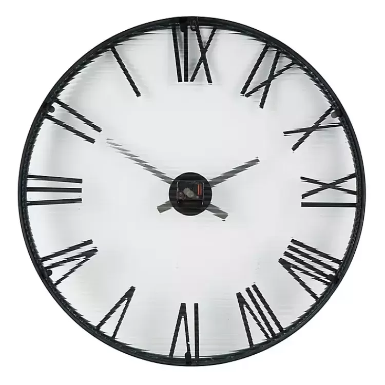 black_metal_clear_glass_wall_clock_8.webp Black Metal Clear Glass Wall Clock>Kirklands Home Best Sale