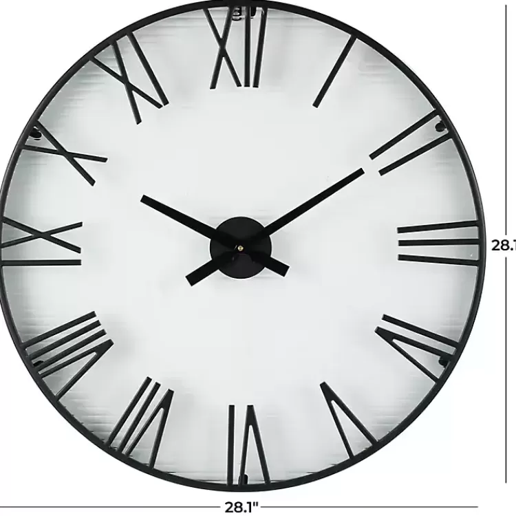 black_metal_clear_glass_wall_clock_9.webp Black Metal Clear Glass Wall Clock>Kirklands Home Best Sale
