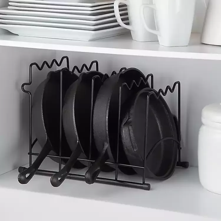 black_metal_cookware_rack_2.webp Metal Cookware Rack>Kirklands Home Shop
