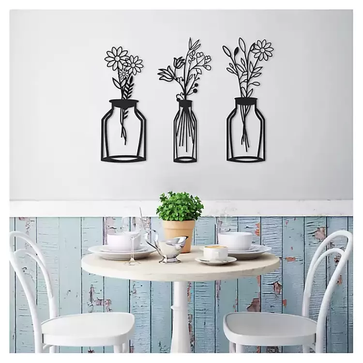 Metal Floral Vase Wall Plaques, Set of 3>Kirklands Home Fashion