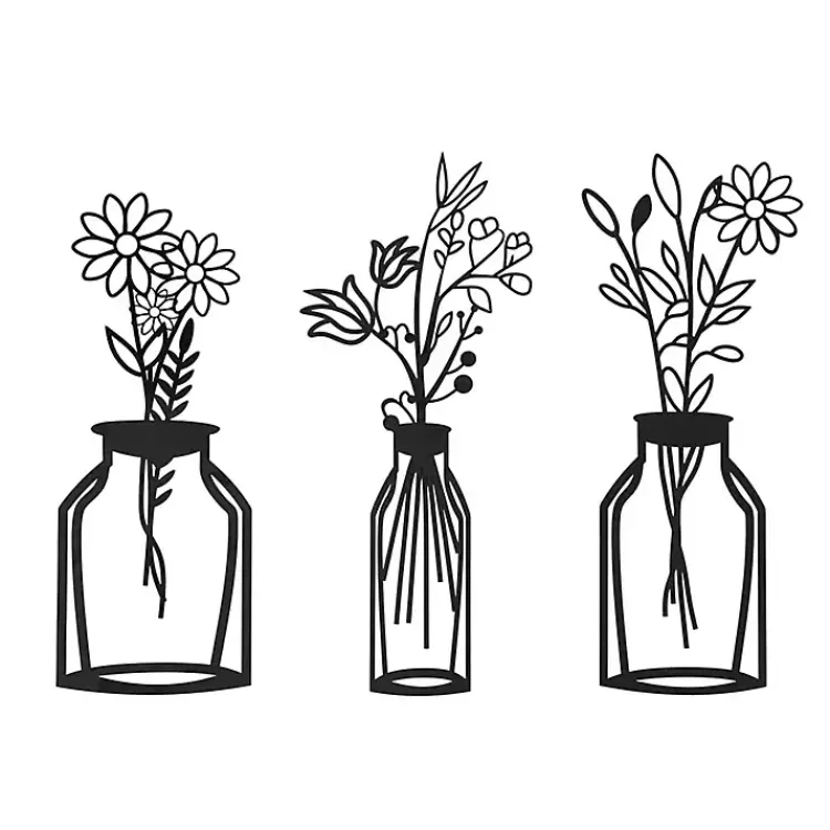 Metal Floral Vase Wall Plaques, Set of 3>Kirklands Home Fashion