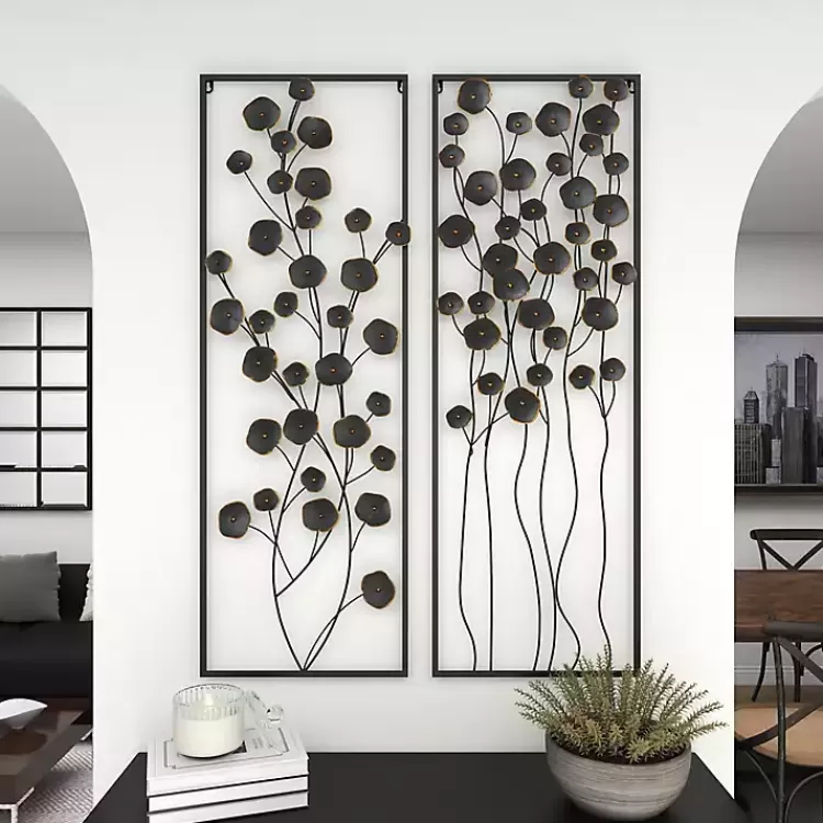 black_metal_floral_wall_plaques_set_of__10.webp Metal Floral Wall Plaques, Set of 2>Kirklands Home Outlet