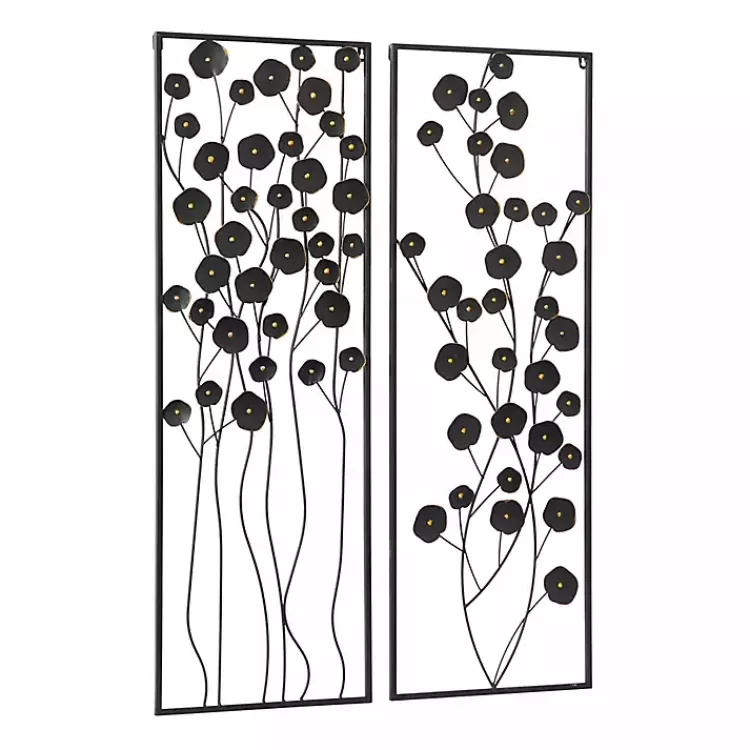 black_metal_floral_wall_plaques_set_of__4.webp Metal Floral Wall Plaques, Set of 2>Kirklands Home Outlet