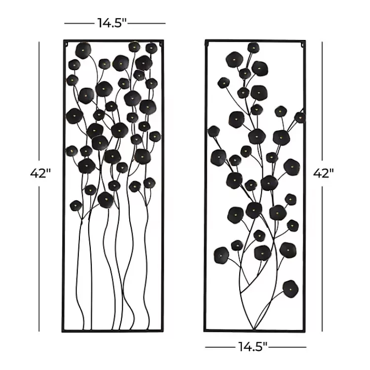black_metal_floral_wall_plaques_set_of__7.webp Metal Floral Wall Plaques, Set of 2>Kirklands Home Outlet