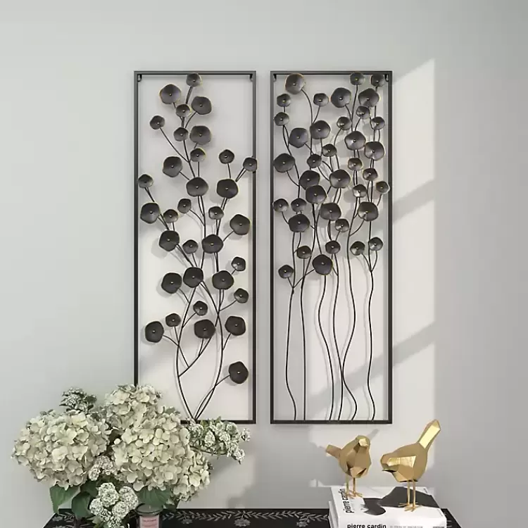 black_metal_floral_wall_plaques_set_of__8.webp Metal Floral Wall Plaques, Set of 2>Kirklands Home Outlet