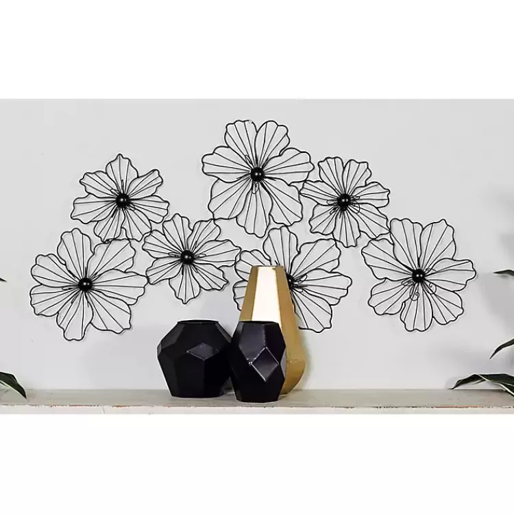 black_metal_floral_wire_wall_plaque_2.webp Metal Floral Wire Wall Plaque>Kirklands Home Clearance