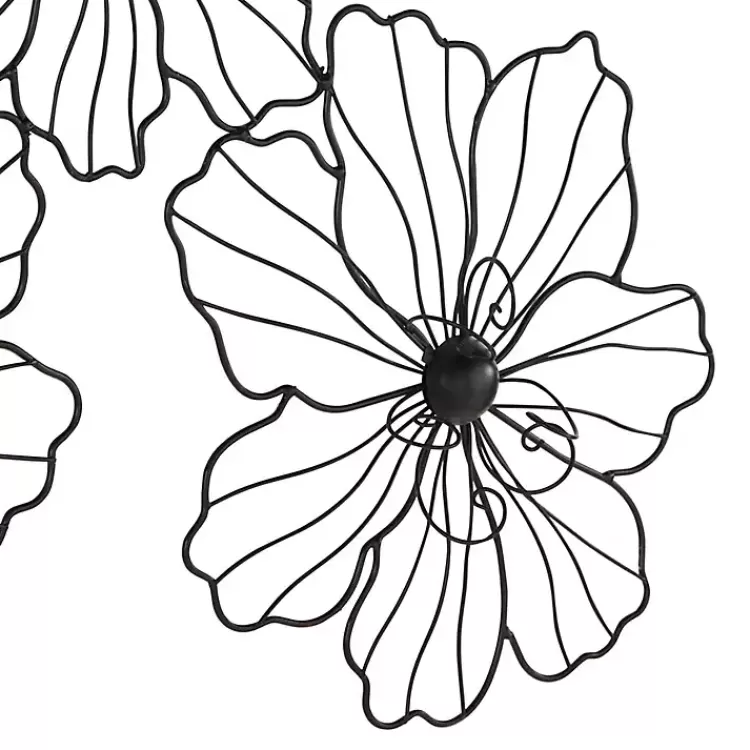 black_metal_floral_wire_wall_plaque_3.webp Metal Floral Wire Wall Plaque>Kirklands Home Clearance