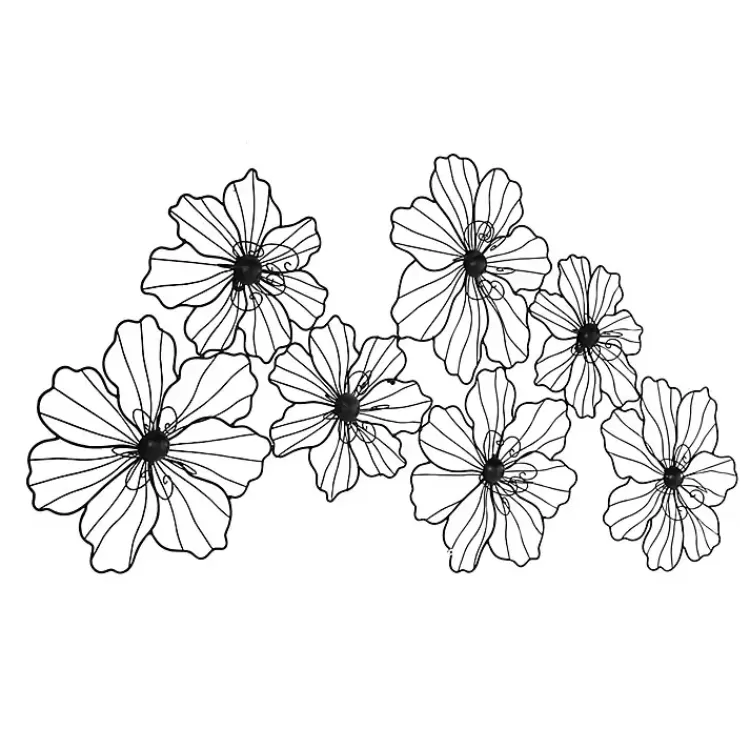 black_metal_floral_wire_wall_plaque_4.webp Metal Floral Wire Wall Plaque>Kirklands Home Clearance