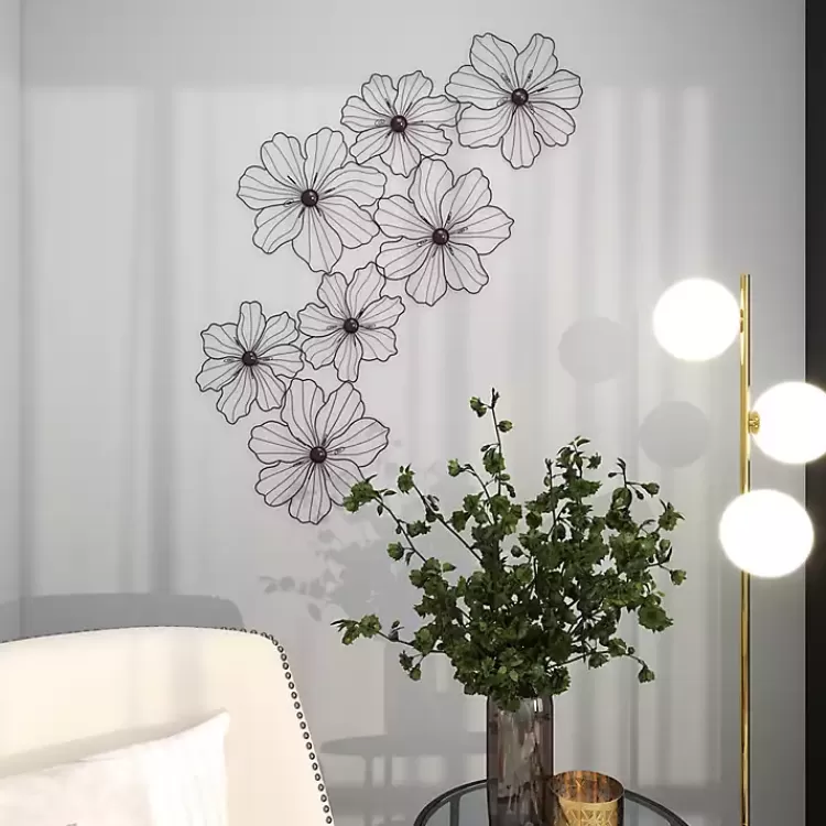 black_metal_floral_wire_wall_plaque_7.webp Metal Floral Wire Wall Plaque>Kirklands Home Clearance