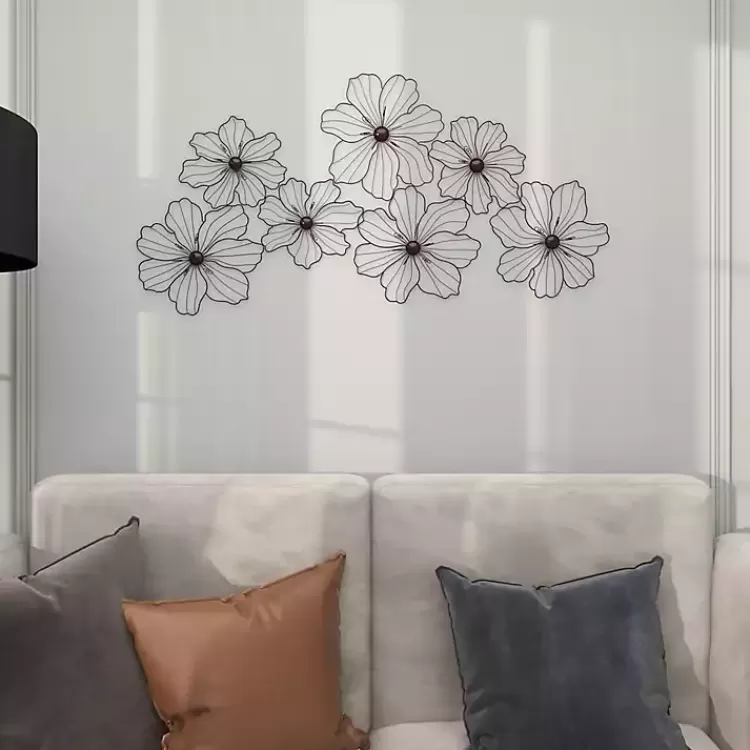 black_metal_floral_wire_wall_plaque_9.webp Metal Floral Wire Wall Plaque>Kirklands Home Clearance