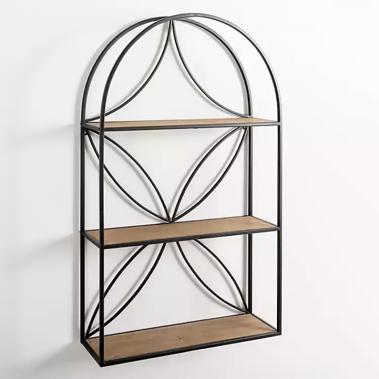 Black Metal Flower Frame 3-Tier Wall Shelf>Kirklands Home New