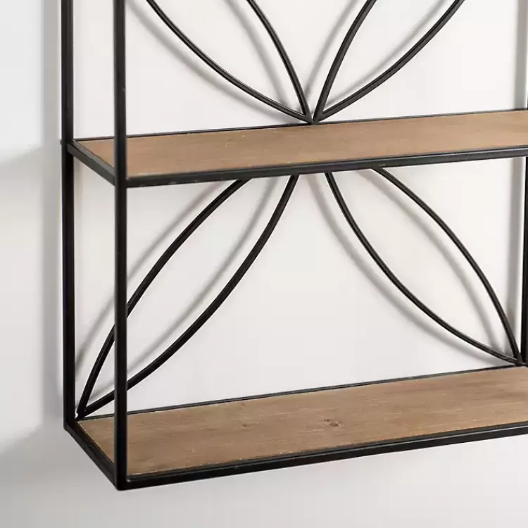 black_metal_flower_frame_tier_wall_shelf_2.webp Black Metal Flower Frame 3-Tier Wall Shelf>Kirklands Home New