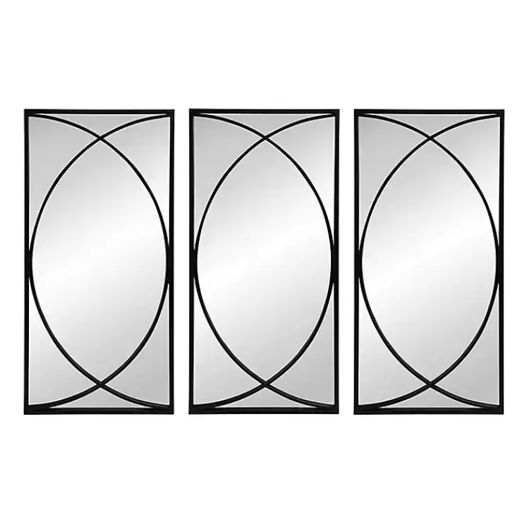 Black Metal Geometric Wall Mirrors, Set of 3>Kirklands Home Cheap