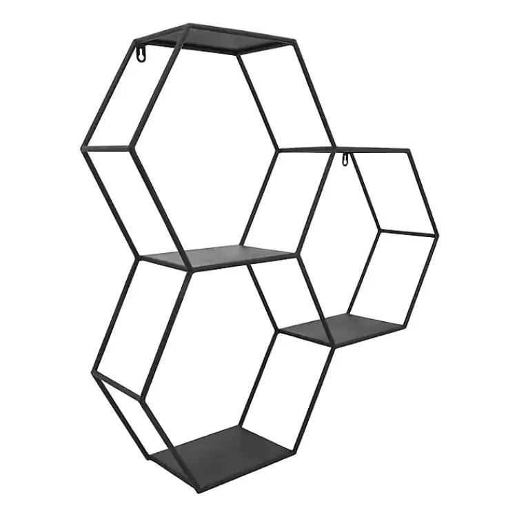 Black Metal Hexagon Wall Shelf>Kirklands Home Shop