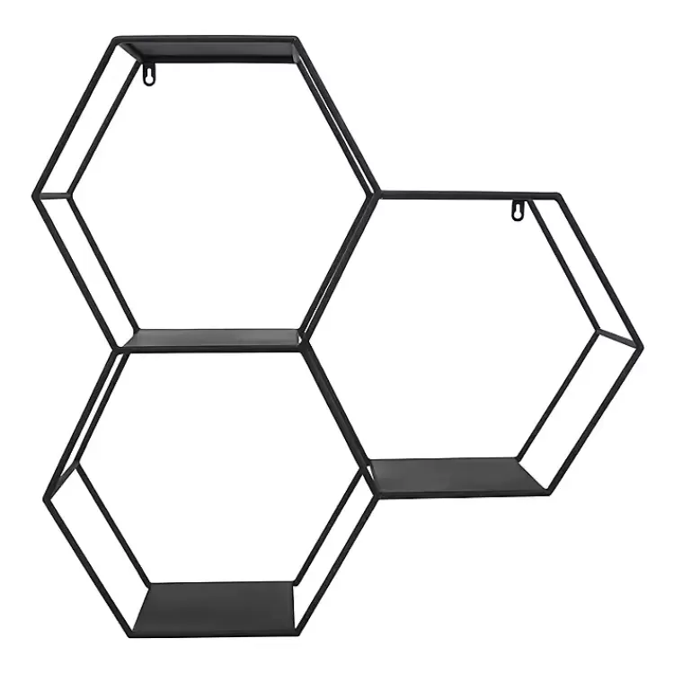 Black Metal Hexagon Wall Shelf>Kirklands Home Shop