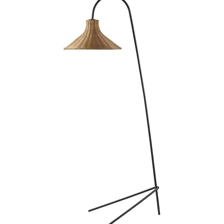 Black Metal Jeri Floor Lamp with Rat Shade>Kirklands Home Store
