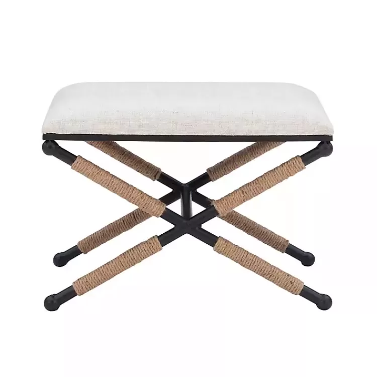 Black Metal Legs Bench with Rope Detail>Kirklands Home New