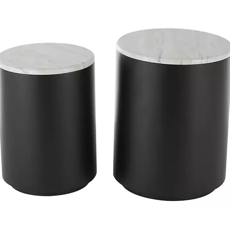 Black Metal Marble Nesting Accent Tables, Set of 2>Kirklands Home New