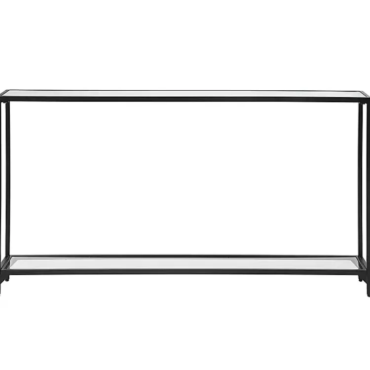Black Metal Mirrored Top Console Table>Kirklands Home Sale