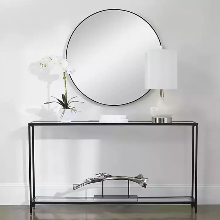 Black Metal Mirrored Top Console Table>Kirklands Home Sale