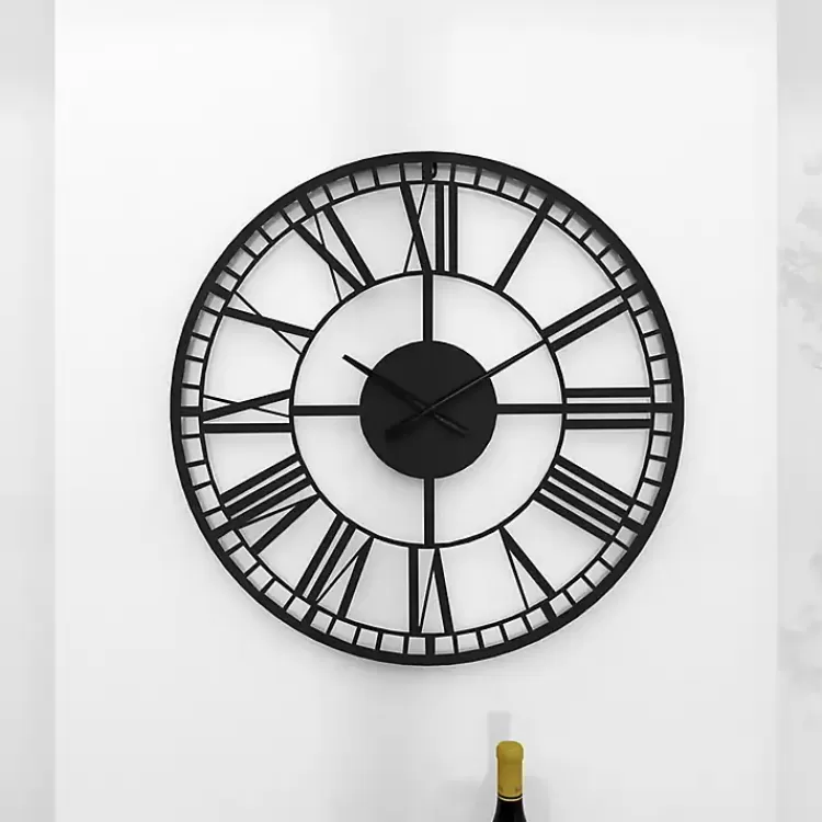 black_metal_open_frame_wall_clock_10.webp Black Metal Open Frame Wall Clock>Kirklands Home Store