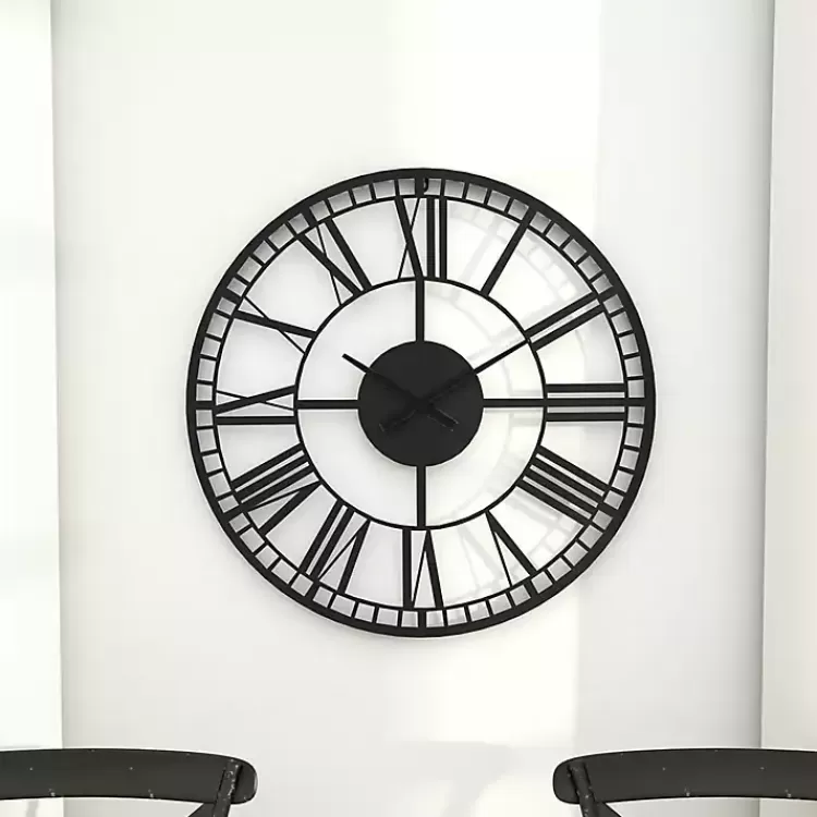 black_metal_open_frame_wall_clock_9.webp Black Metal Open Frame Wall Clock>Kirklands Home Store