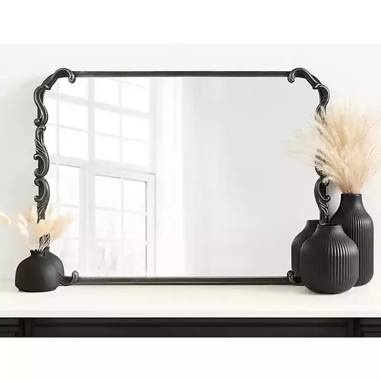 black_metal_ornamental_wall_mirror_6.webp Black Metal Ornamental Wall Mirror>Kirklands Home Best
