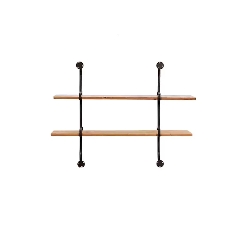 black_metal_pipe_twotier_wall_mounted_shelf_5.webp Black Metal Pipe Two-Tier Wall Mounted Shelf>Kirklands Home Hot