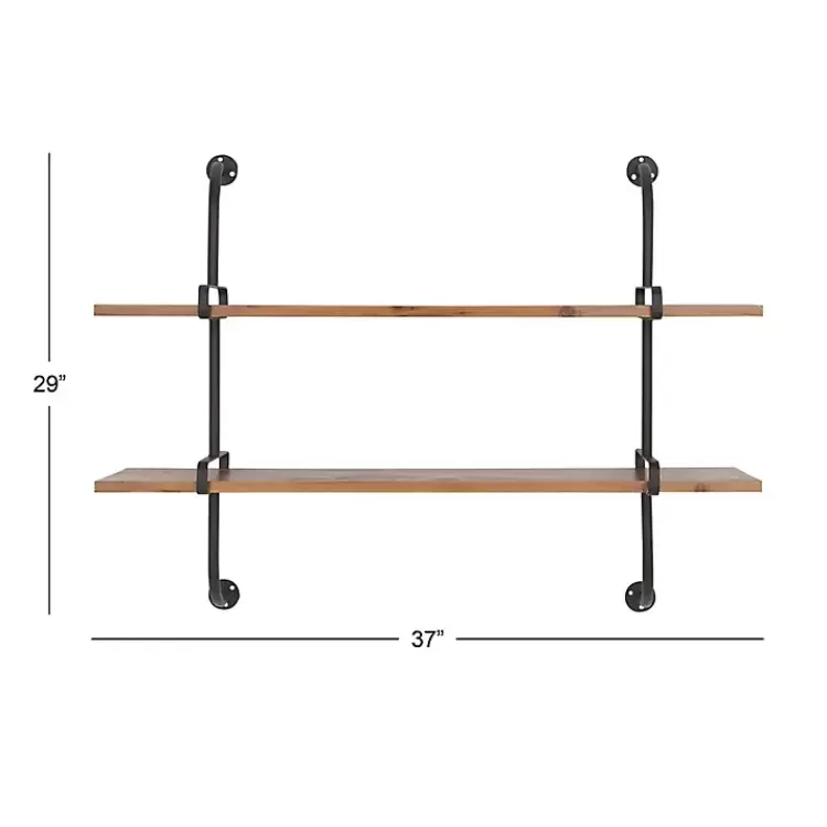 black_metal_pipe_twotier_wall_mounted_shelf_6.webp Black Metal Pipe Two-Tier Wall Mounted Shelf>Kirklands Home Hot