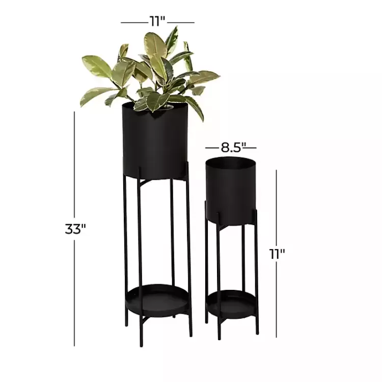 black_metal_plant_stands_with_shelves_set_of__4.webp Metal Plant Stands with Shelves, Set of 2>Kirklands Home Store