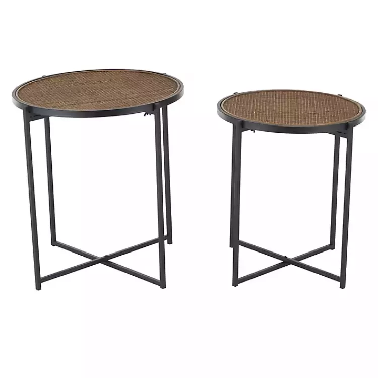 black_metal_rattan_accent_tables_set_of__5.webp Black Metal Rattan Accent Tables, Set of 2>Kirklands Home Sale