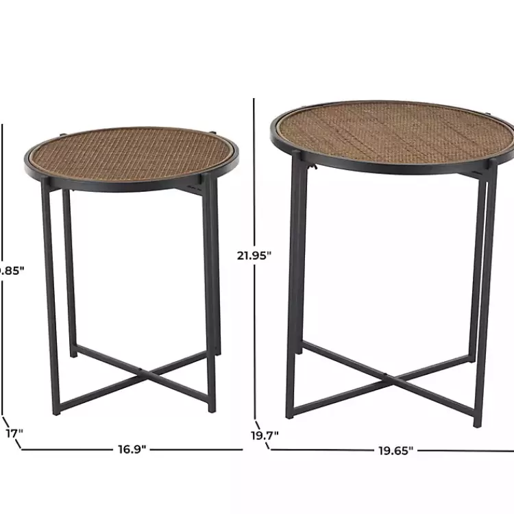 black_metal_rattan_accent_tables_set_of__7.webp Black Metal Rattan Accent Tables, Set of 2>Kirklands Home Sale