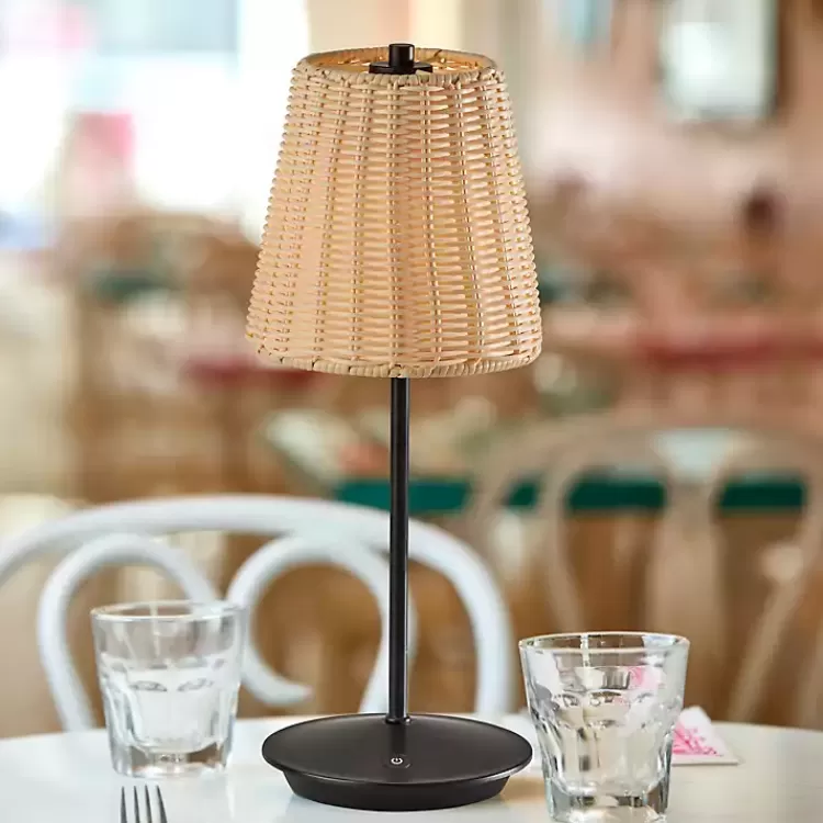 black_metal_rattan_shade_cordless_table_lamp_2.webp Metal Rattan Shade Cordless Table Lamp>Kirklands Home Best Sale
