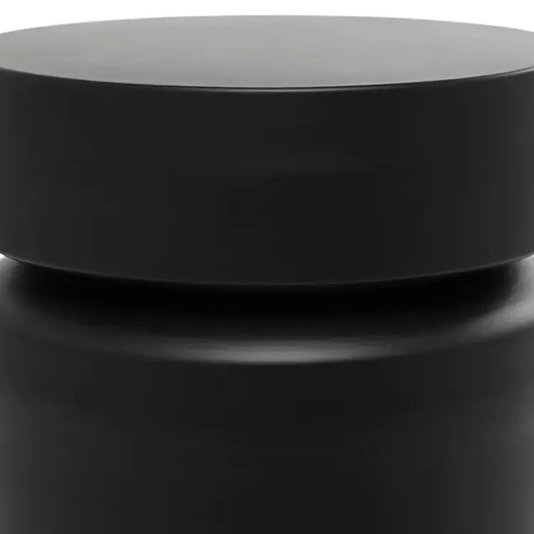black_metal_round_drum_accent_table_2.webp Metal Round Drum Accent Table>Kirklands Home Sale