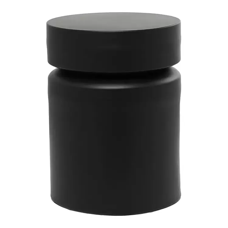 black_metal_round_drum_accent_table_3.webp Metal Round Drum Accent Table>Kirklands Home Sale
