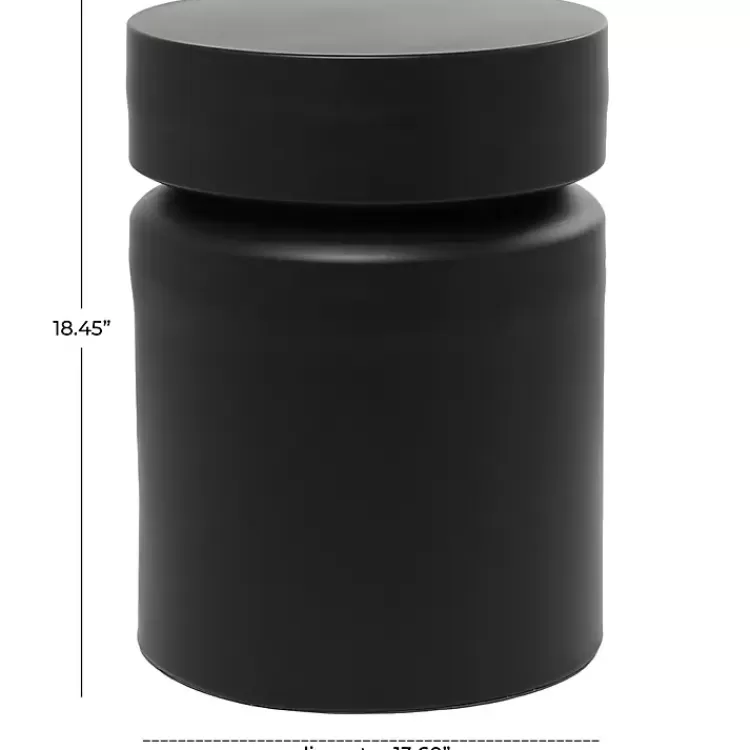 black_metal_round_drum_accent_table_4.webp Metal Round Drum Accent Table>Kirklands Home Sale