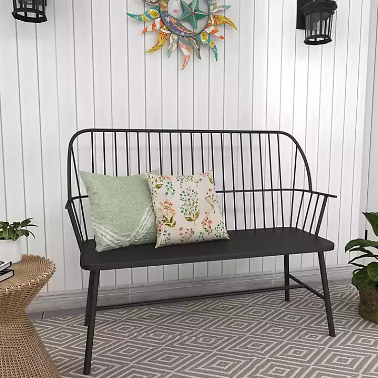 Metal Slatted Back Outdoor Bench>Kirklands Home Best