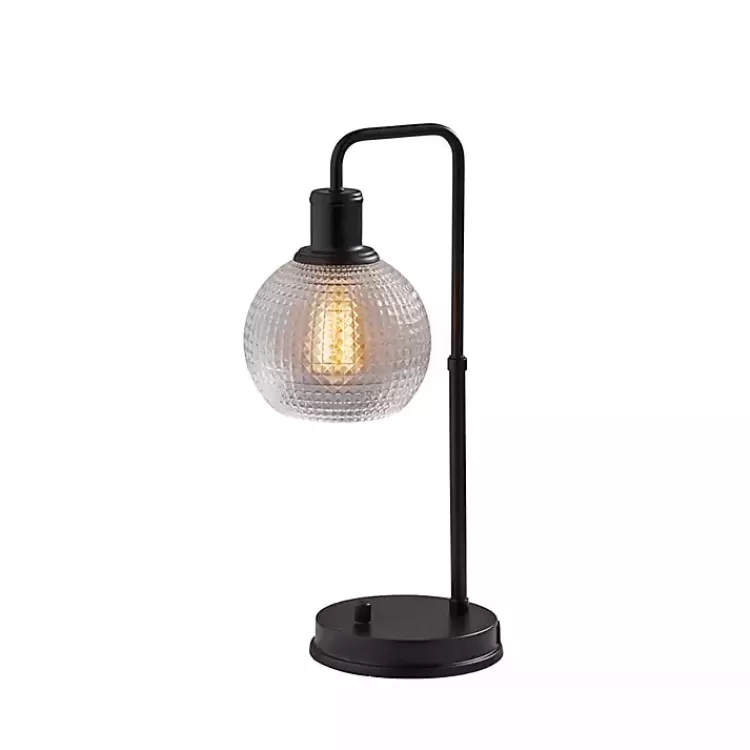 Black Metal Table Lamp with Textured Glass Shade>Kirklands Home Shop