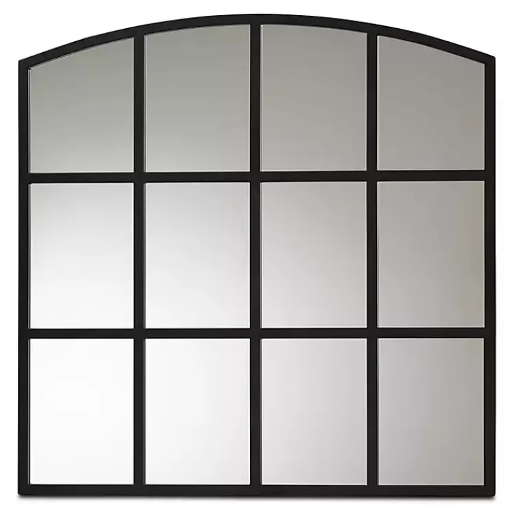 Black Metal Windowpane Arched Wall Mirror>Kirklands Home New