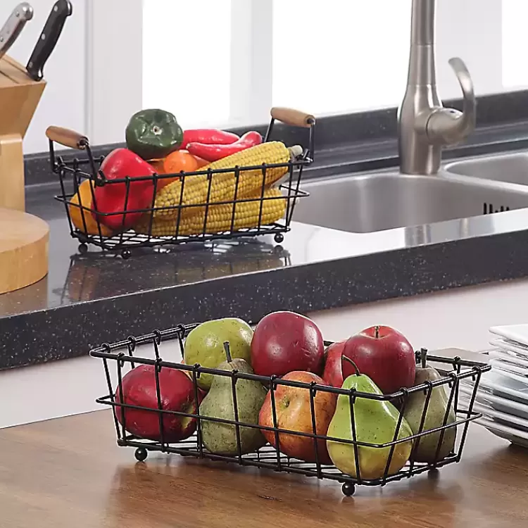 black_metal_wire_stackable_kitchen_baskets_2.webp Metal Wire Stackable Kitchen Baskets>Kirklands Home Store