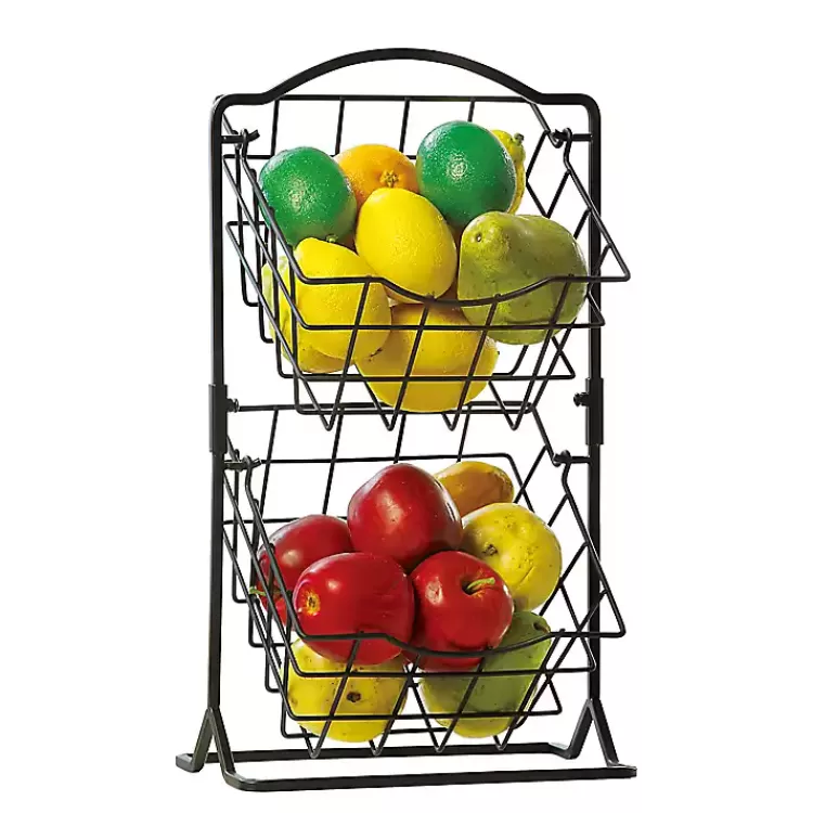 Metal Wire 2-Tier Square Kitchen Basket>Kirklands Home Store