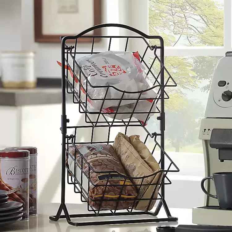 Metal Wire 2-Tier Square Kitchen Basket>Kirklands Home Store