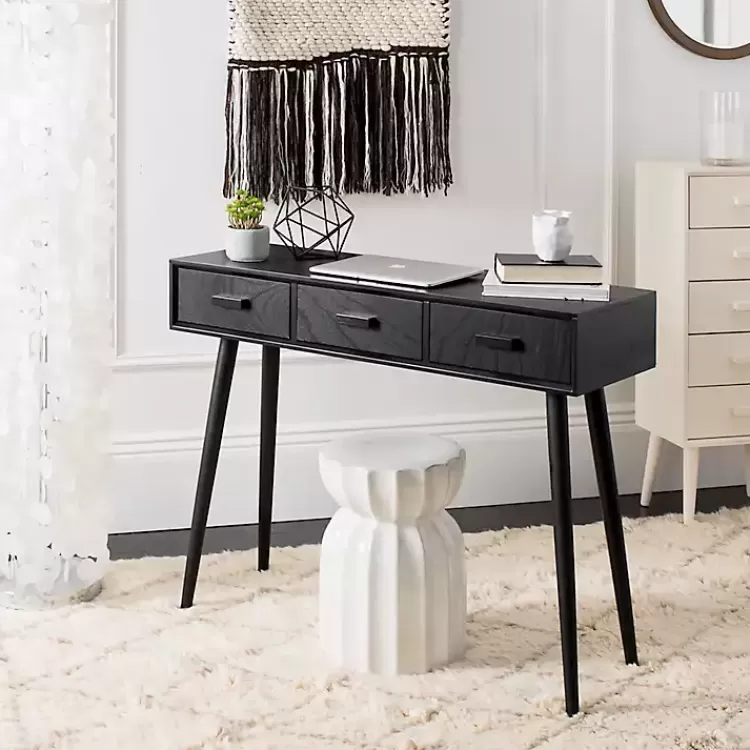 black_midcentury_modern_drawer_console_table_4.webp Mid-Century Modern 3-Drawer Console Table>Kirklands Home Best Sale