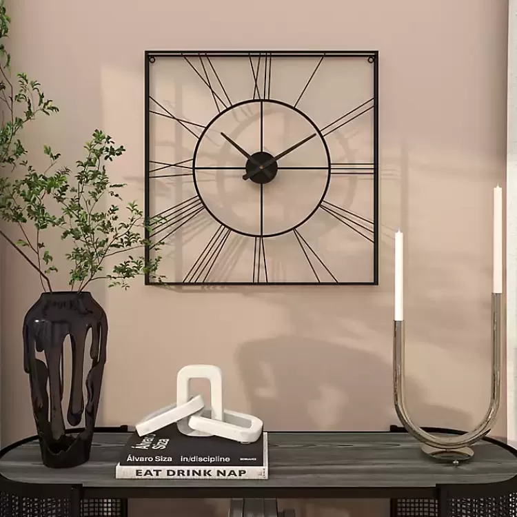 Minimal Square Open Face Clock>Kirklands Home Cheap